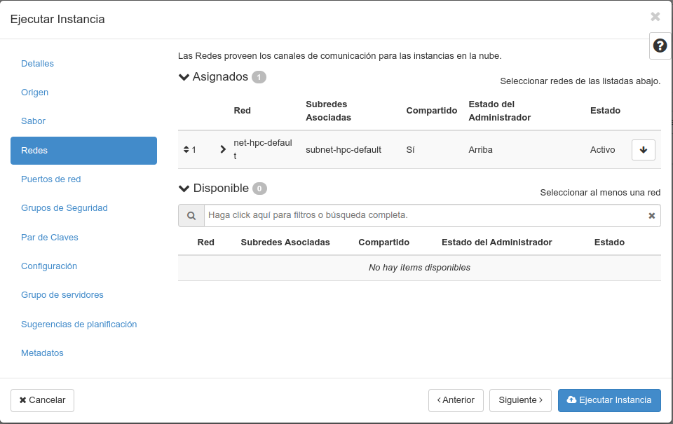 OpenStack. Paso: 4. Redes ás que se conectará