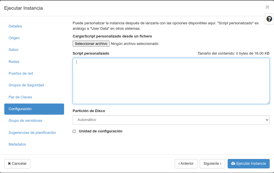 OpenStack. Paso: 8. Script de configuración tras a instalación