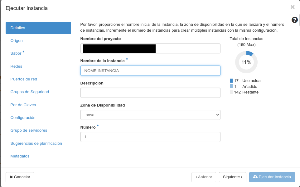 OpenStack. Lanzar nova instancia