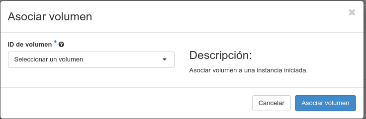 OpenStack. Asociar volume