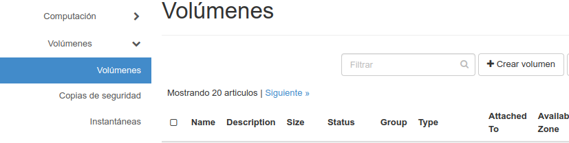 OpenStack. Crear volume