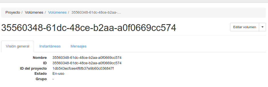 OpenStack. Información do volume