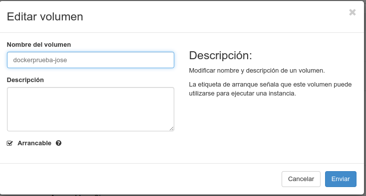 OpenStack. Editando nome do volume